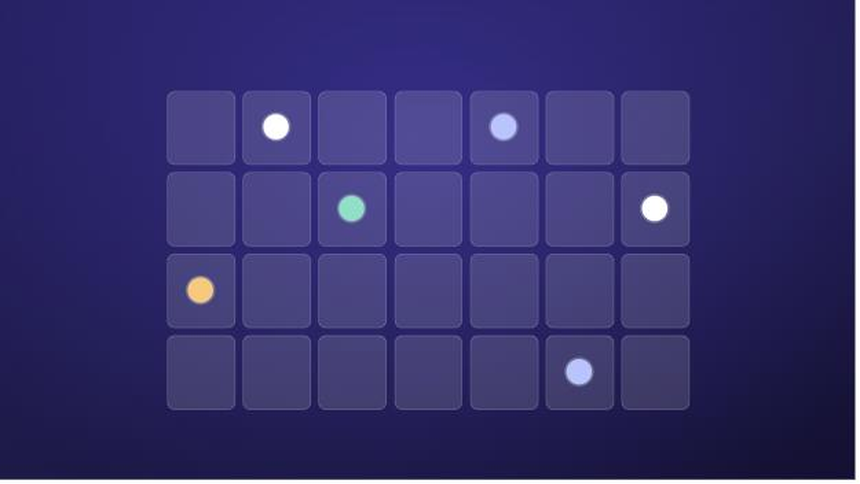 Six client avatars arranged around a single calendar on a warm gradient
